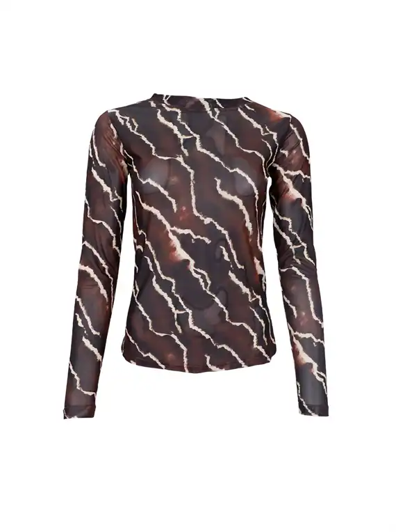 Black Colour - Annie Mesh Blouse - Mocca Marble