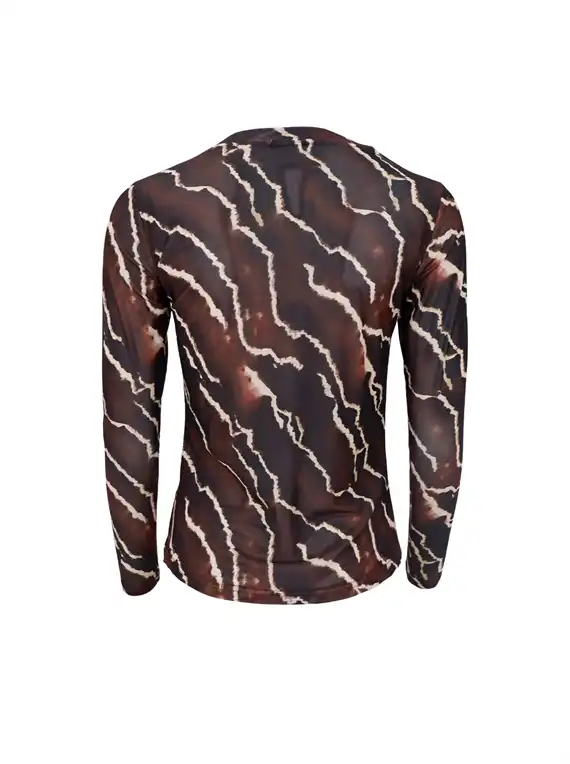 Black Colour - Annie Mesh Blouse - Mocca Marble
