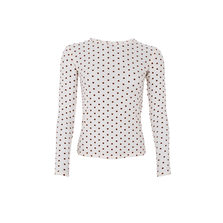 Black Colour - Jennie Dotted Mesh Blouse - Creme