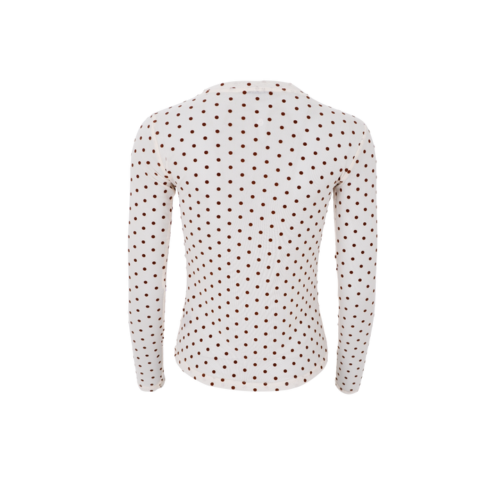 Black Colour - Jennie Dotted Mesh Blouse - Creme