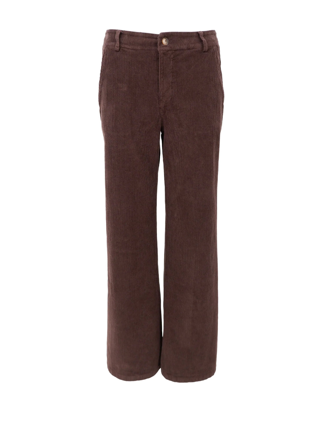 Black Colour - Cora Corduroy Box Trousers - Coffee