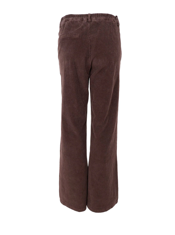 Black Colour - Cora Corduroy Box Trousers - Coffee