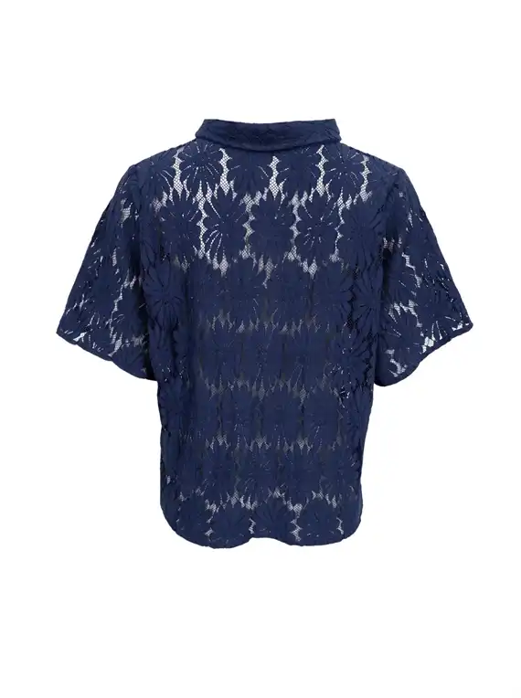 Black Colour - Cosmos SS Flower Skjorte - Navy