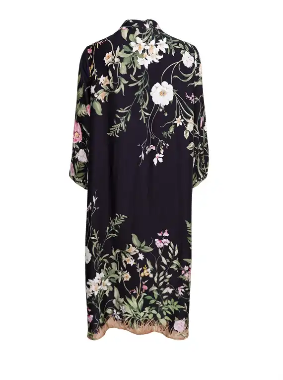 Black Colour - Zennia Flower Kjole - Black Flower