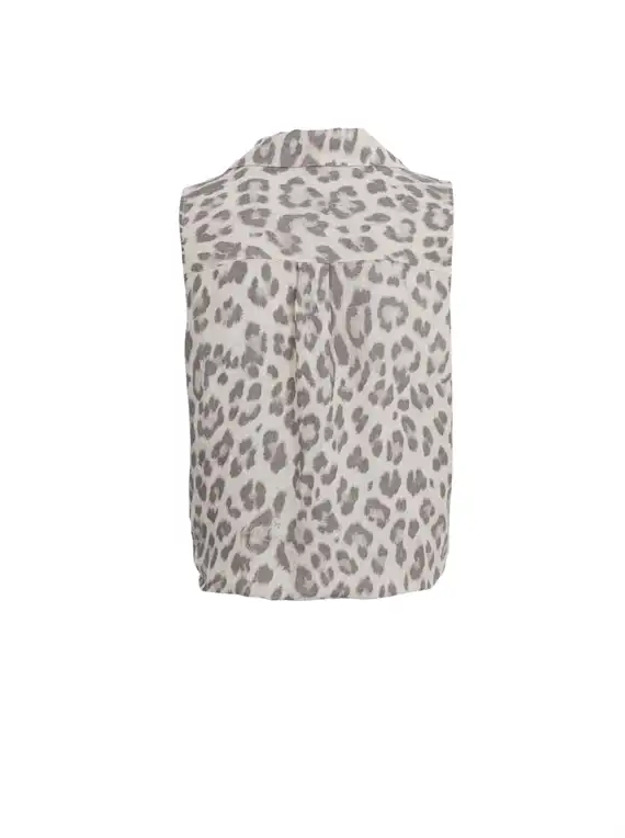 Black Colour - Melina Sleeveless Tie Shirt - Natural Leo