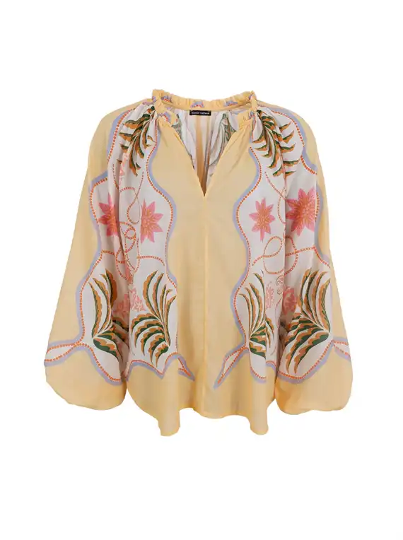 Black Colour - Magnolia Blouse - Butter Yellow - Onesize