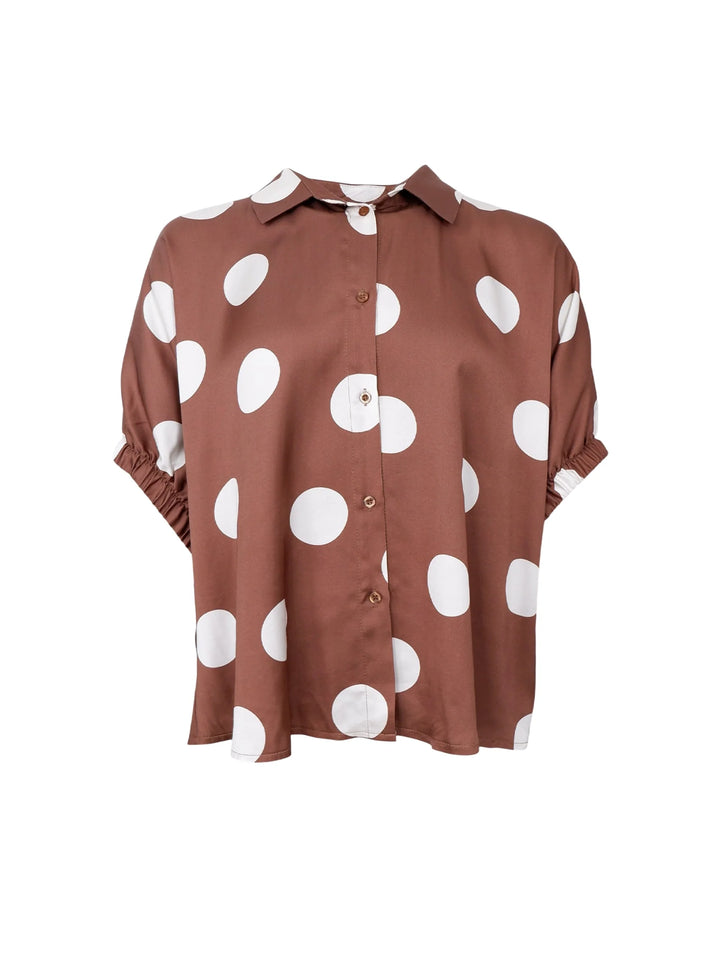 Black Colour - Mabel shirt - Mocha dot - Onesize