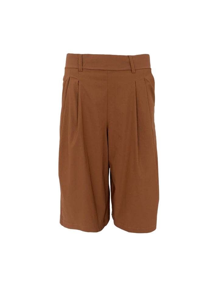 Black Colour - Davina Pleated Shorts -Hazelnut Brown
