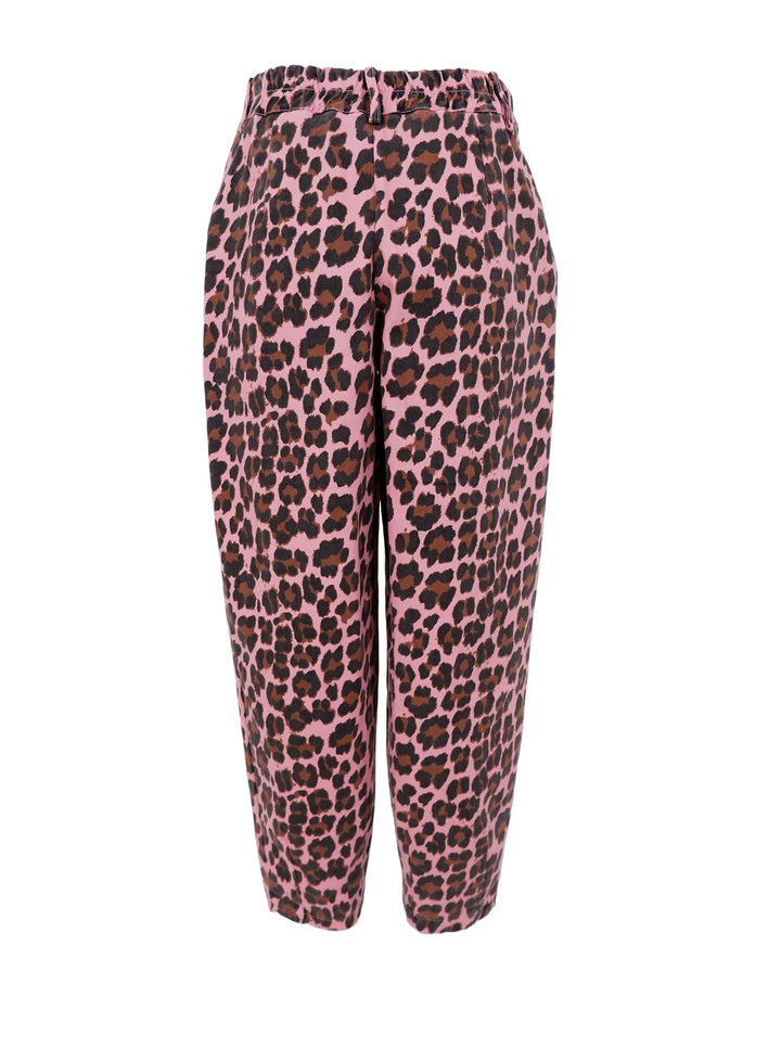 Black Colour - Ellie Barrel Pants - Pink Leopard