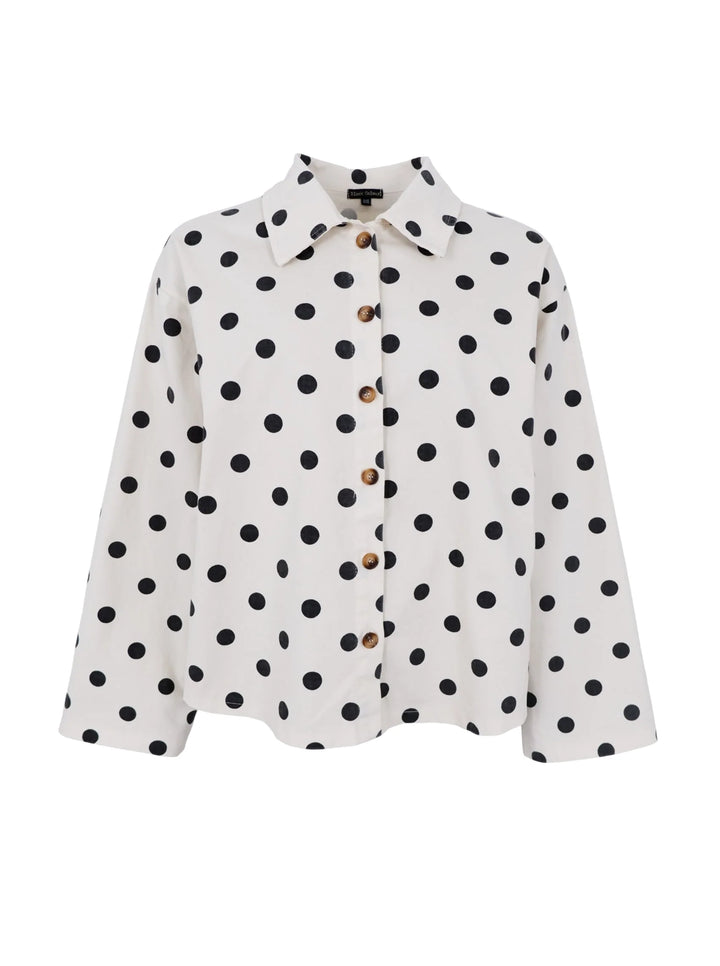 Black Colour - Ellie Shirt Jacket - White Dot - Onesize