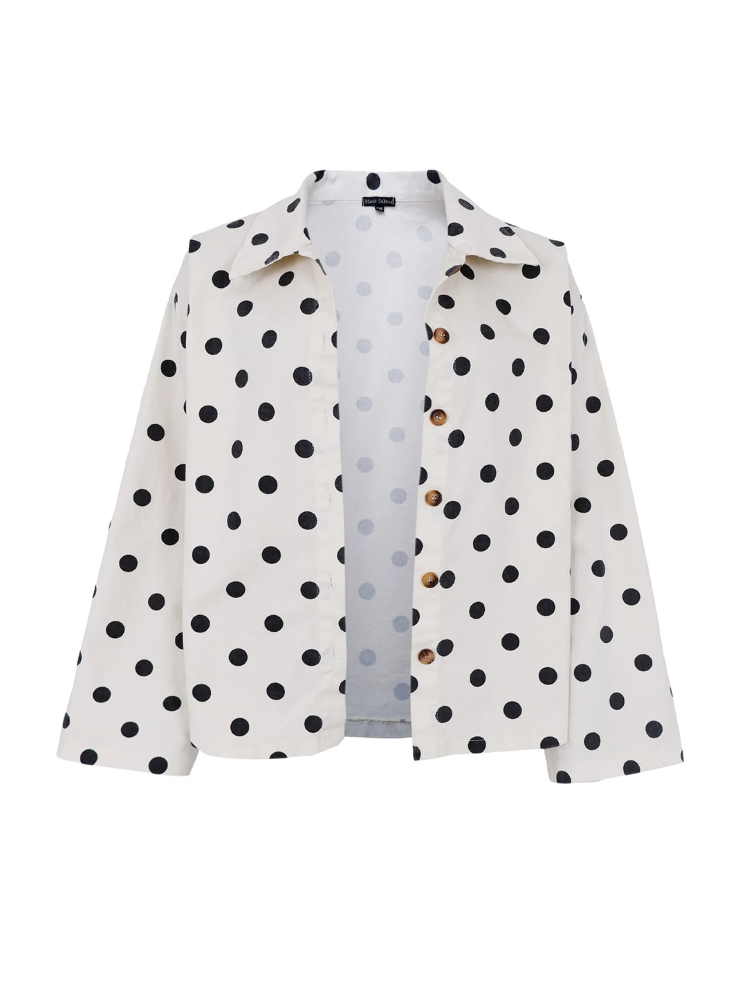 Black Colour - Ellie Shirt Jacket - White Dot - Onesize