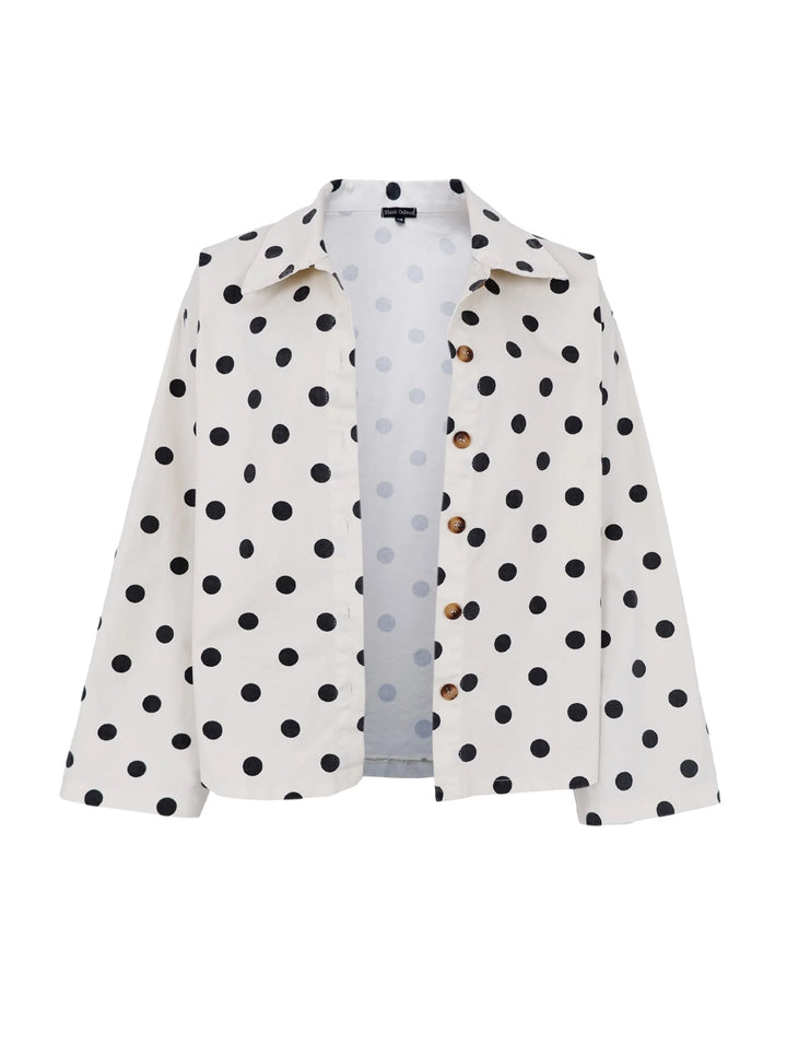 Black Colour - Ellie Shirt Jacket - White Dot - Onesize