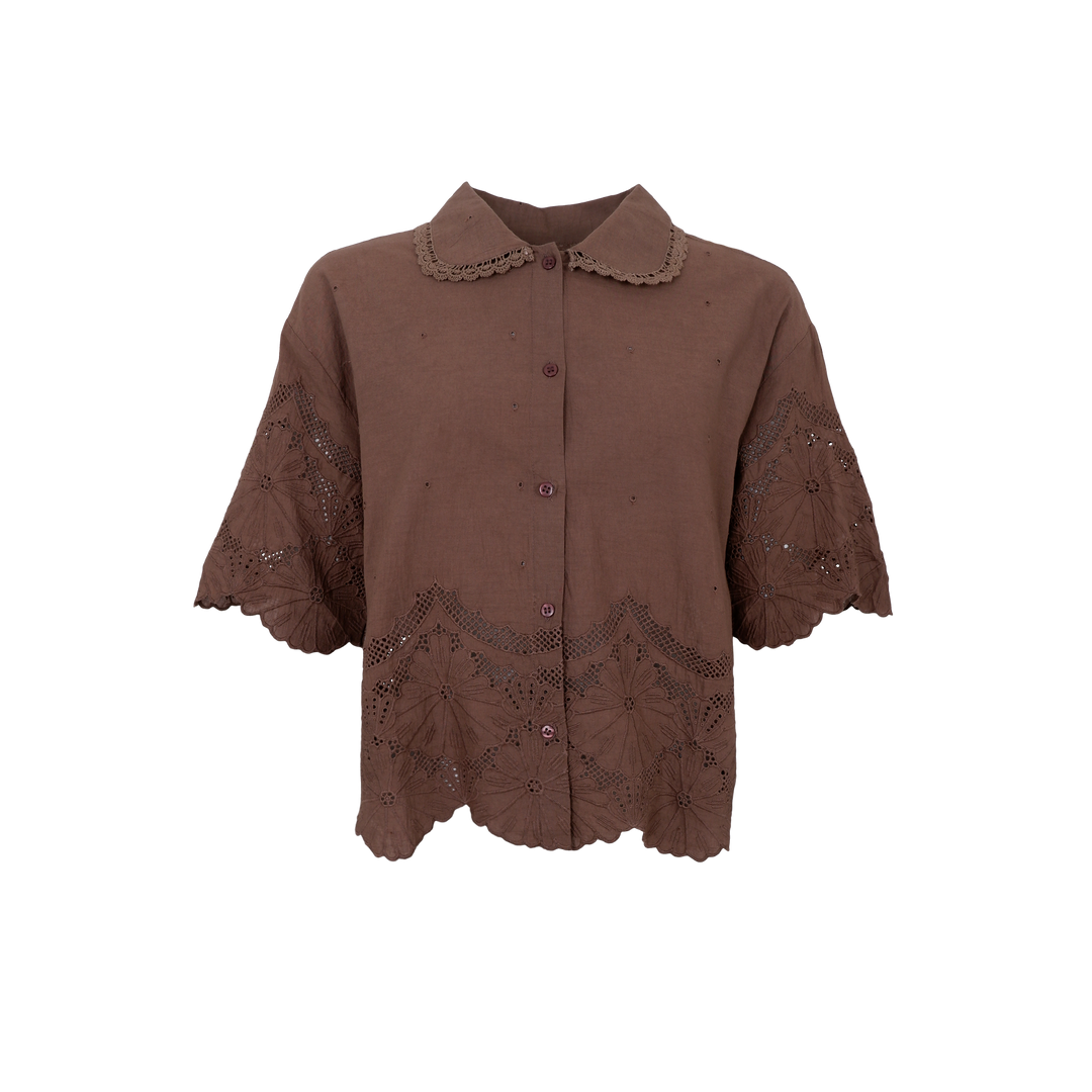 Black Colour - Agneta Lace Blouse - Espresso