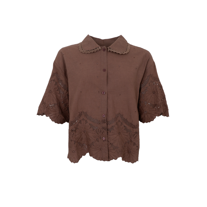 Black Colour - Agneta Lace Blouse - Espresso
