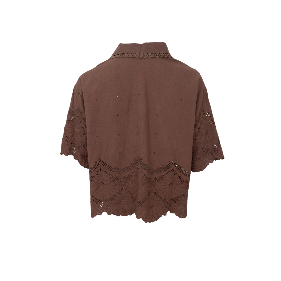 Black Colour - Agneta Lace Blouse - Espresso