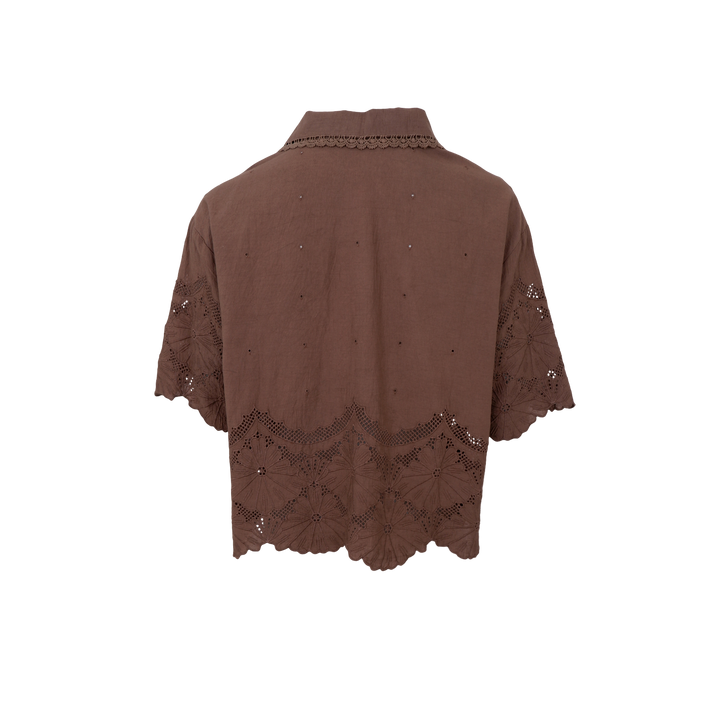 Black Colour - Agneta Lace Blouse - Espresso