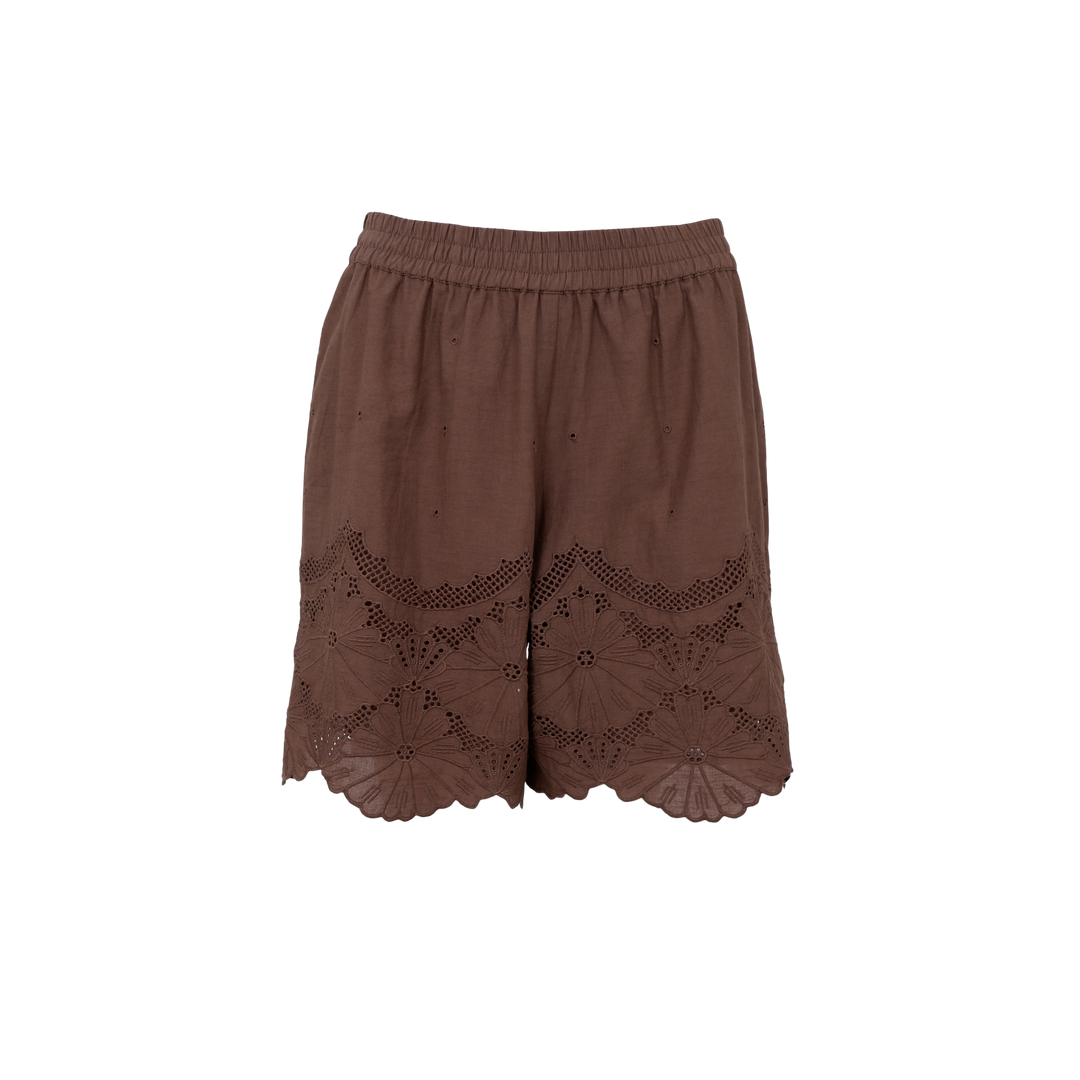Black Colour - Agneta Lace Shorts - Espresso