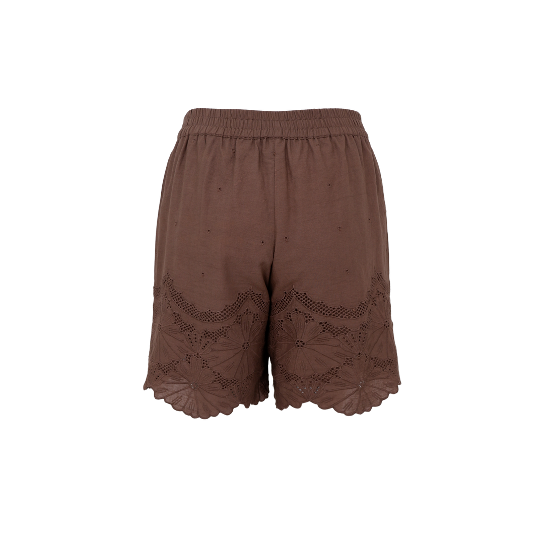 Black Colour - Agneta Lace Shorts - Espresso