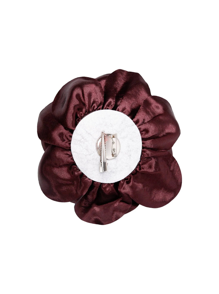 Black Colour - Sage Big Flower 2-in 1 - Brooch - Mocca Wine - Onesize