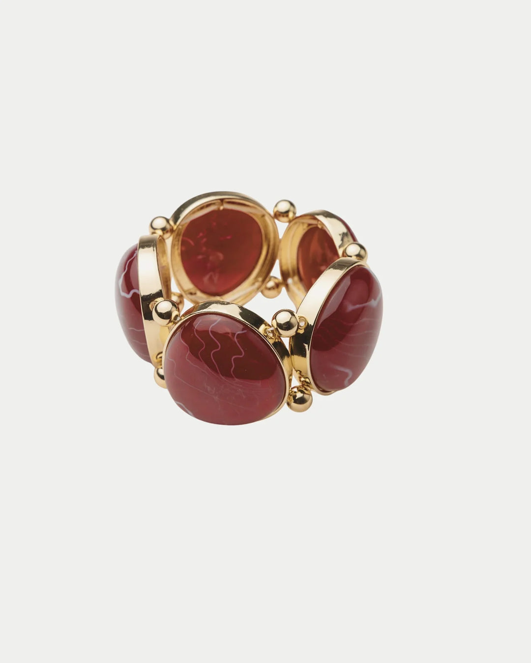 Bow 19 - Vala Elastic Bracelet - Gold W Deep Red