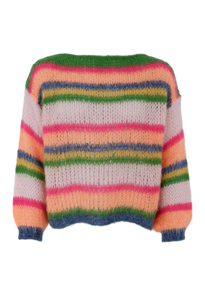 Black Colour - Anna Multi Striped Jumper - Orange Multi