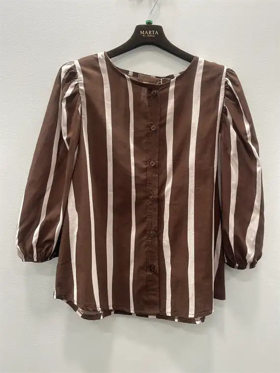Marta - Evelina Skjorte - Brown Stripe