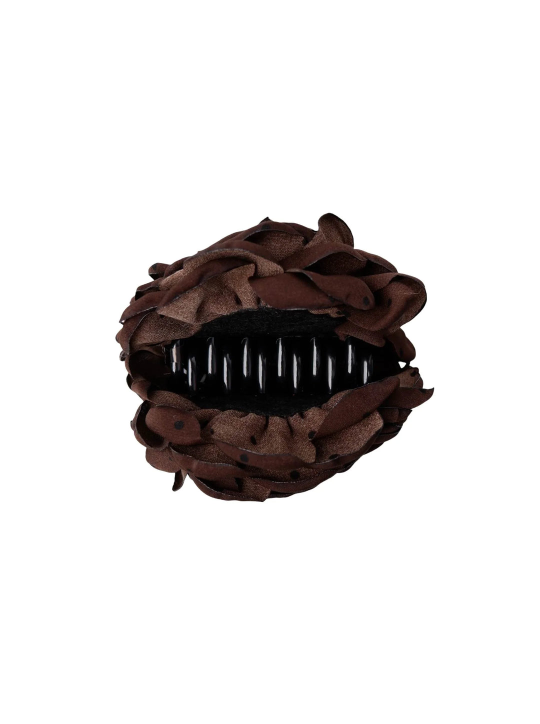 Black Colour - Villa Mega Flower - Hair Claw - Coffee w. Dots