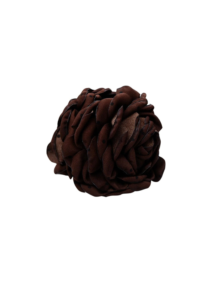 Black Colour - Villa Mega Flower - Hair Claw - Coffee w. Dots