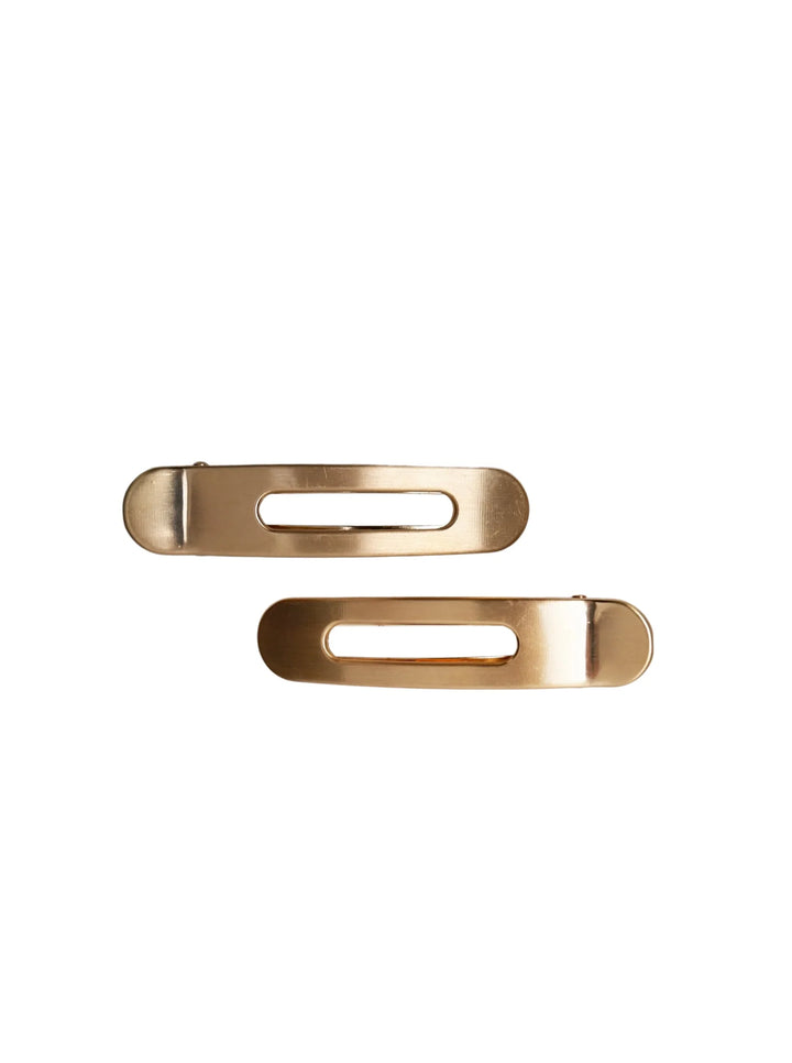 Black Colour - Flow 2 psc Matt Hairclip set - Matt Gold Coloured