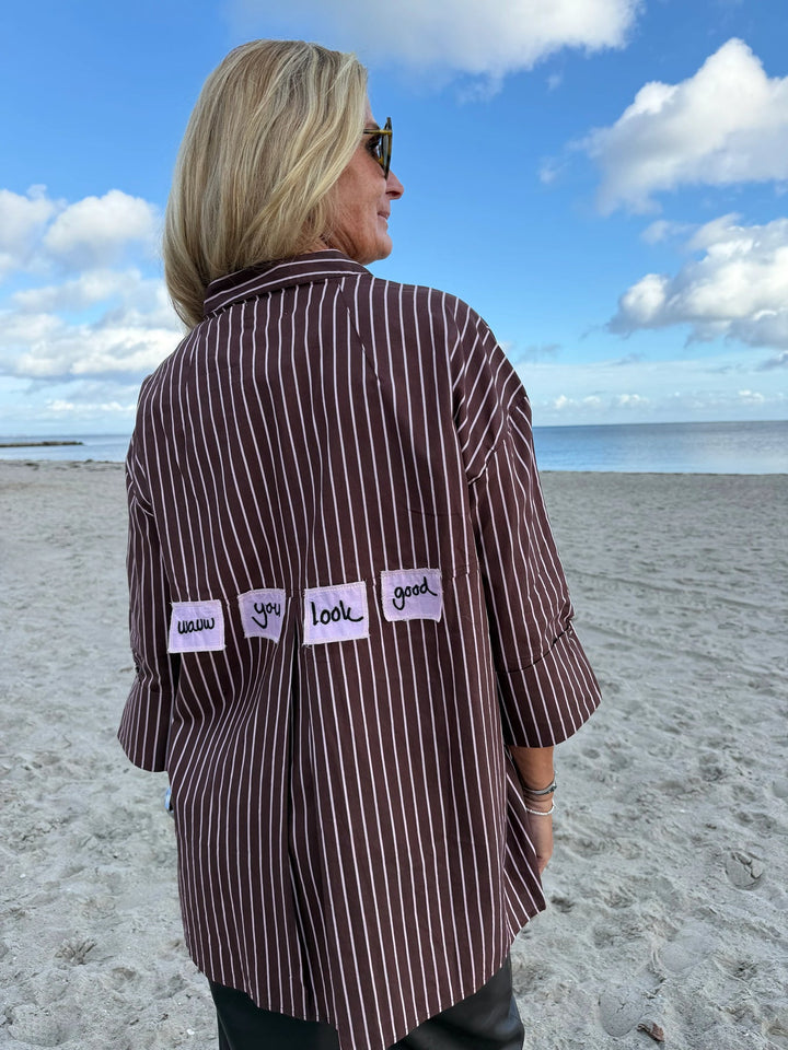 Wow - Luna Shirt Wow - Brown/Rose Stripes