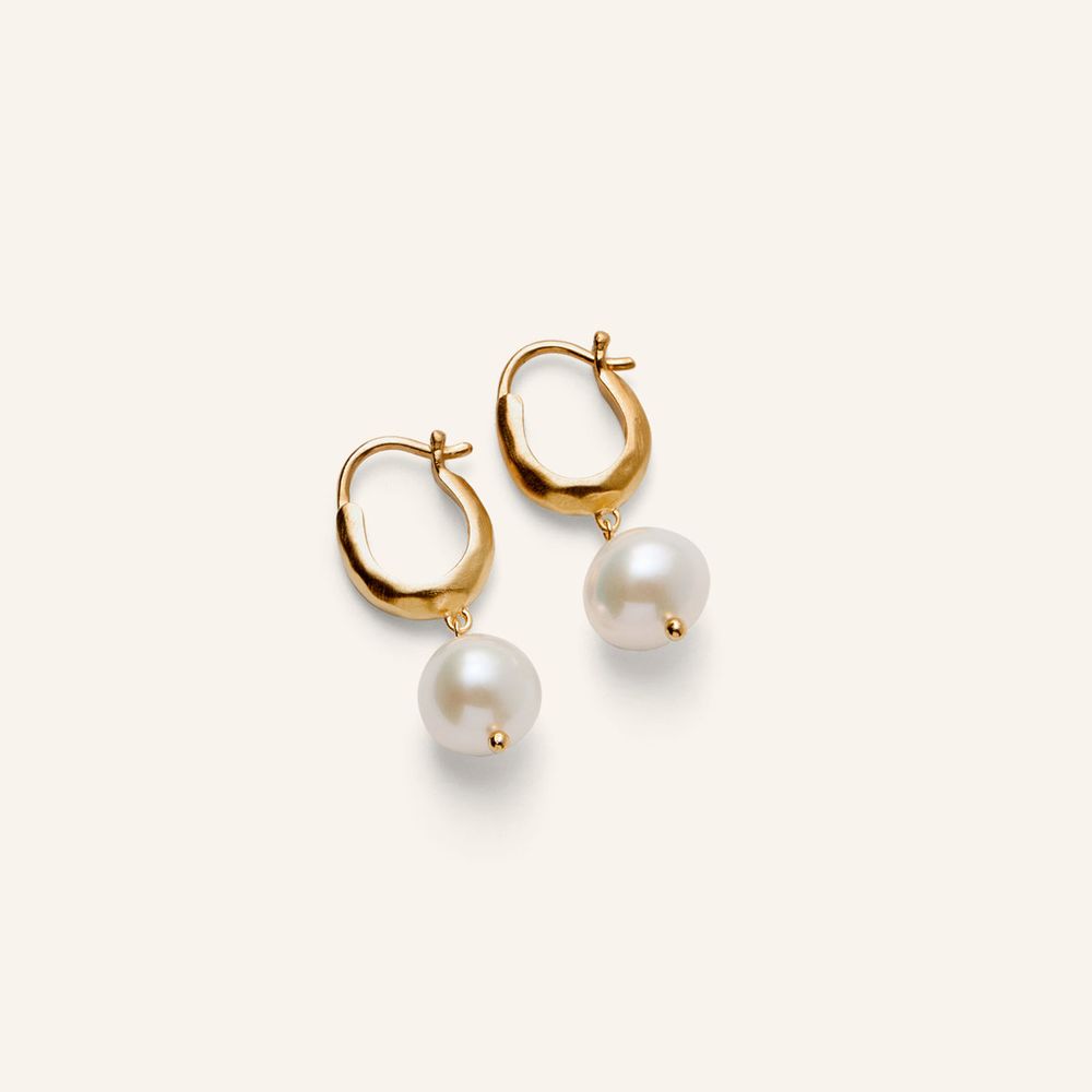 Pernille Corydon - Pearl Blossom Ørerine - 26 mm- Guld