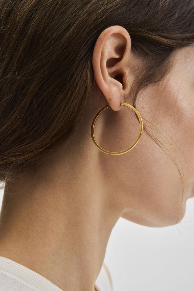 Pernille Cordyon - Small Circle Line Hoops - 40mm - Guld