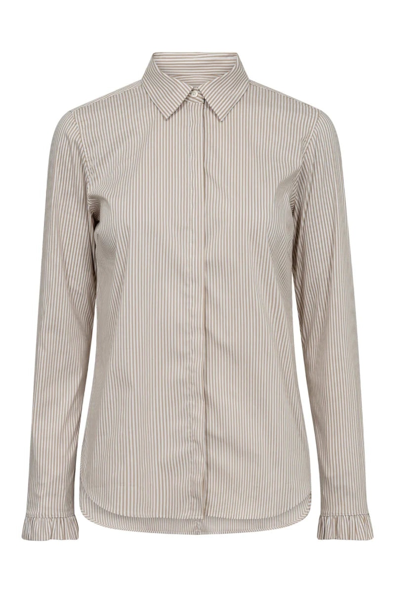 Mos Mosh - Mattie Flip Stripe Skjorte -  Safari