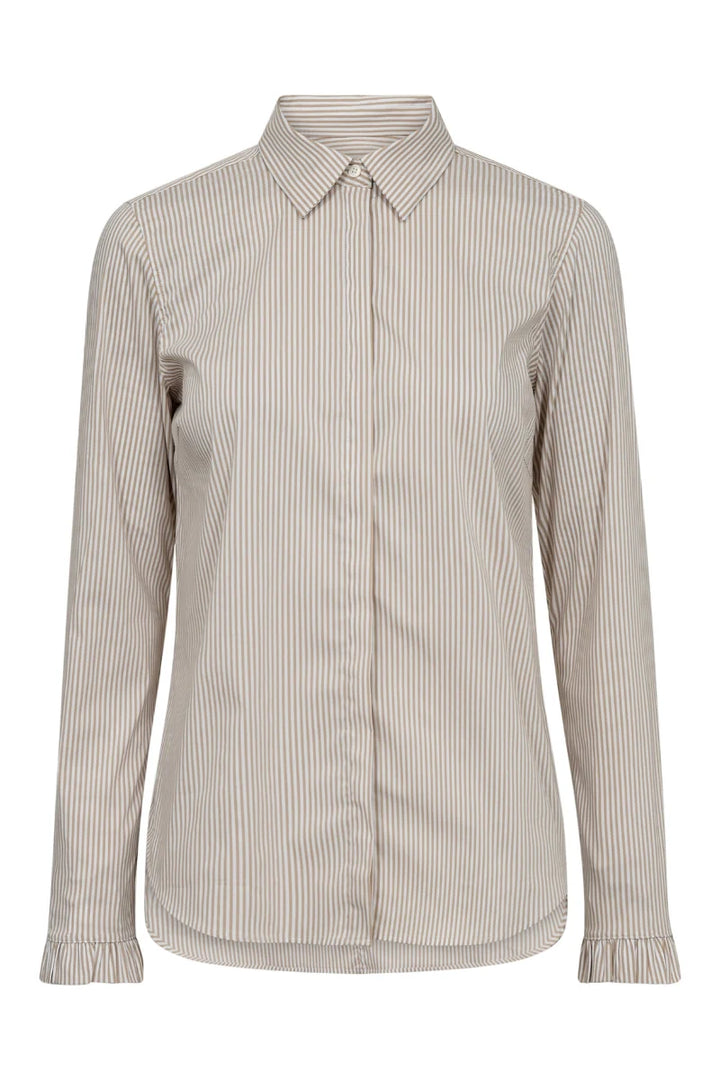 Mos Mosh - Mattie Flip Stripe Skjorte -  Safari