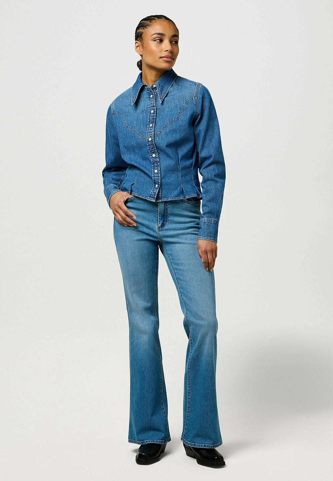 Wrangler - Femme Peplum Skjorte - Light Hand