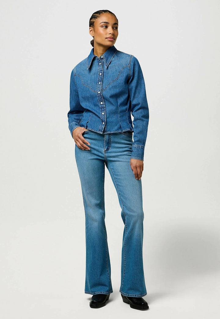 Wrangler - Femme Peplum Skjorte - Light Hand