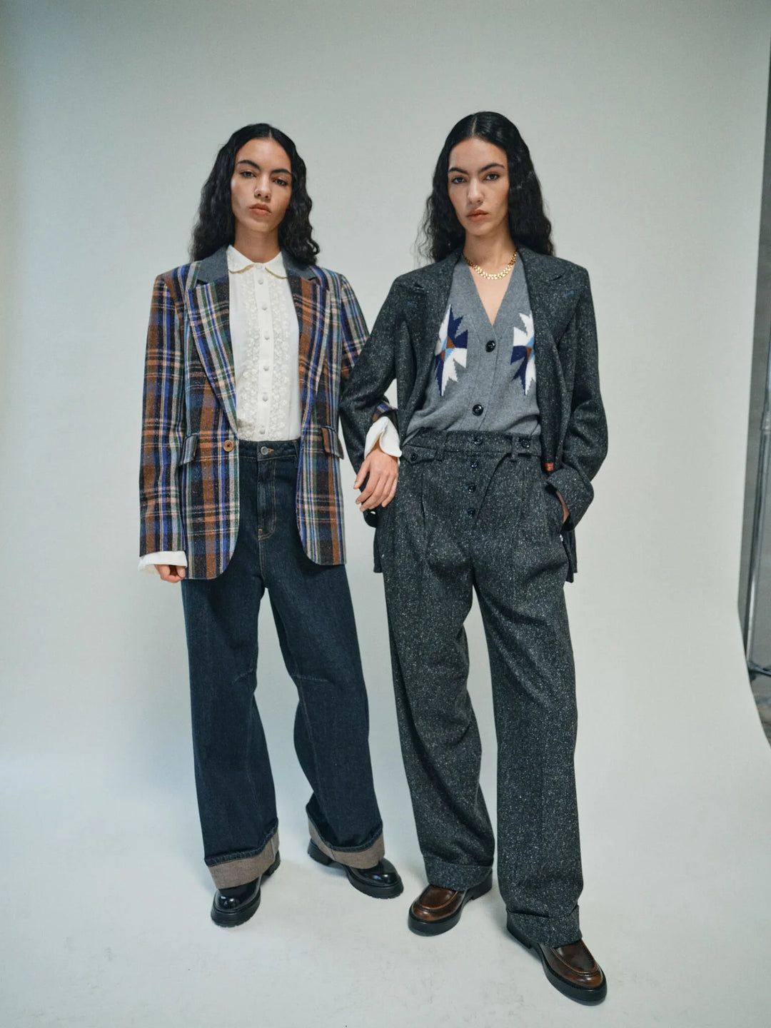 HeyAnno - Bold check blazer - Garden green