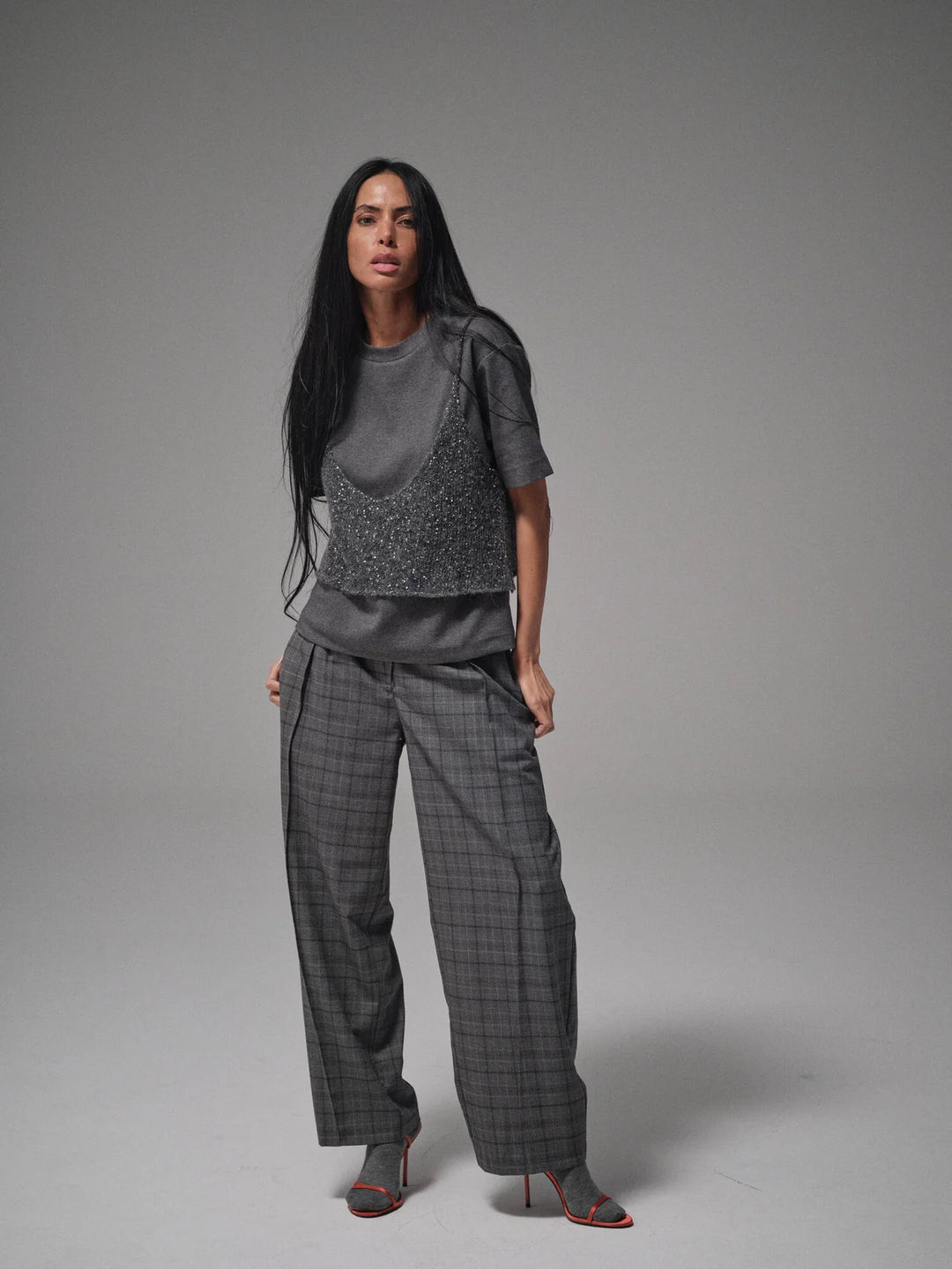 Heyanno – On Check Bukser – Grey – billede 2