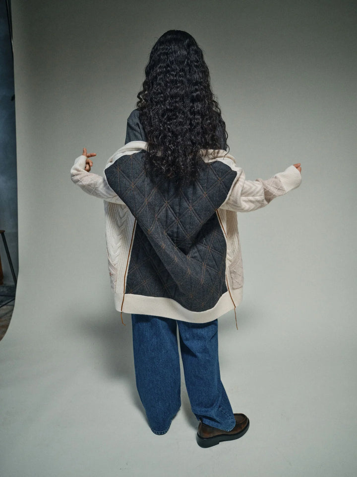Heyanno - Grand Quilt Cardigan - Ecru