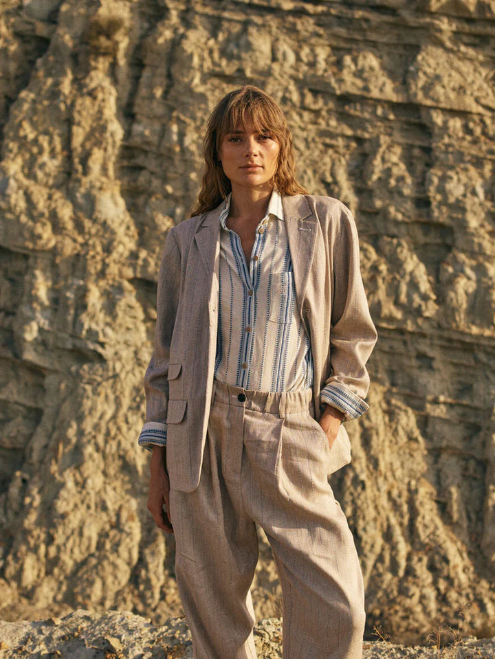 Heyanno - Humble Herringbone Blazer - Iced Coffee