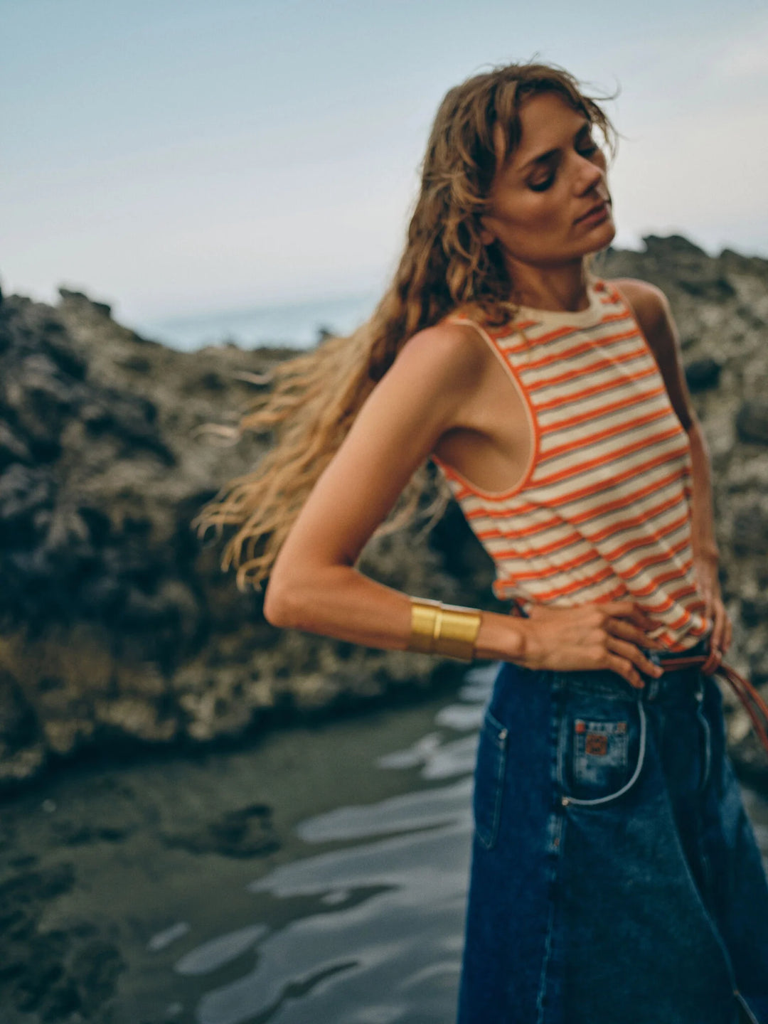 Heyanno - Era Stripe Top - Carrot