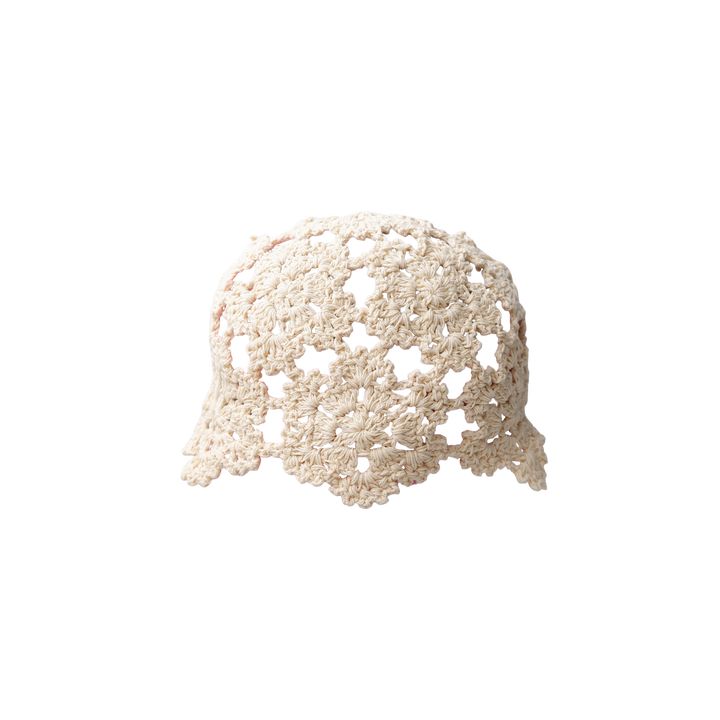 Black Colour - Anne Crochet Hat - Creme - ONESIZE