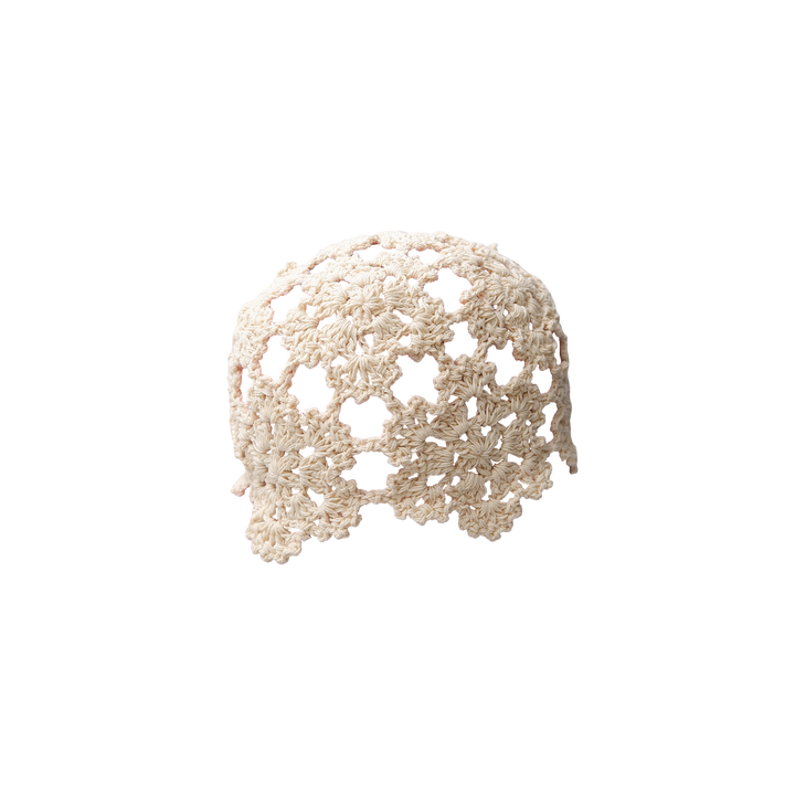 Black Colour - Anne Crochet Hat - Creme - ONESIZE