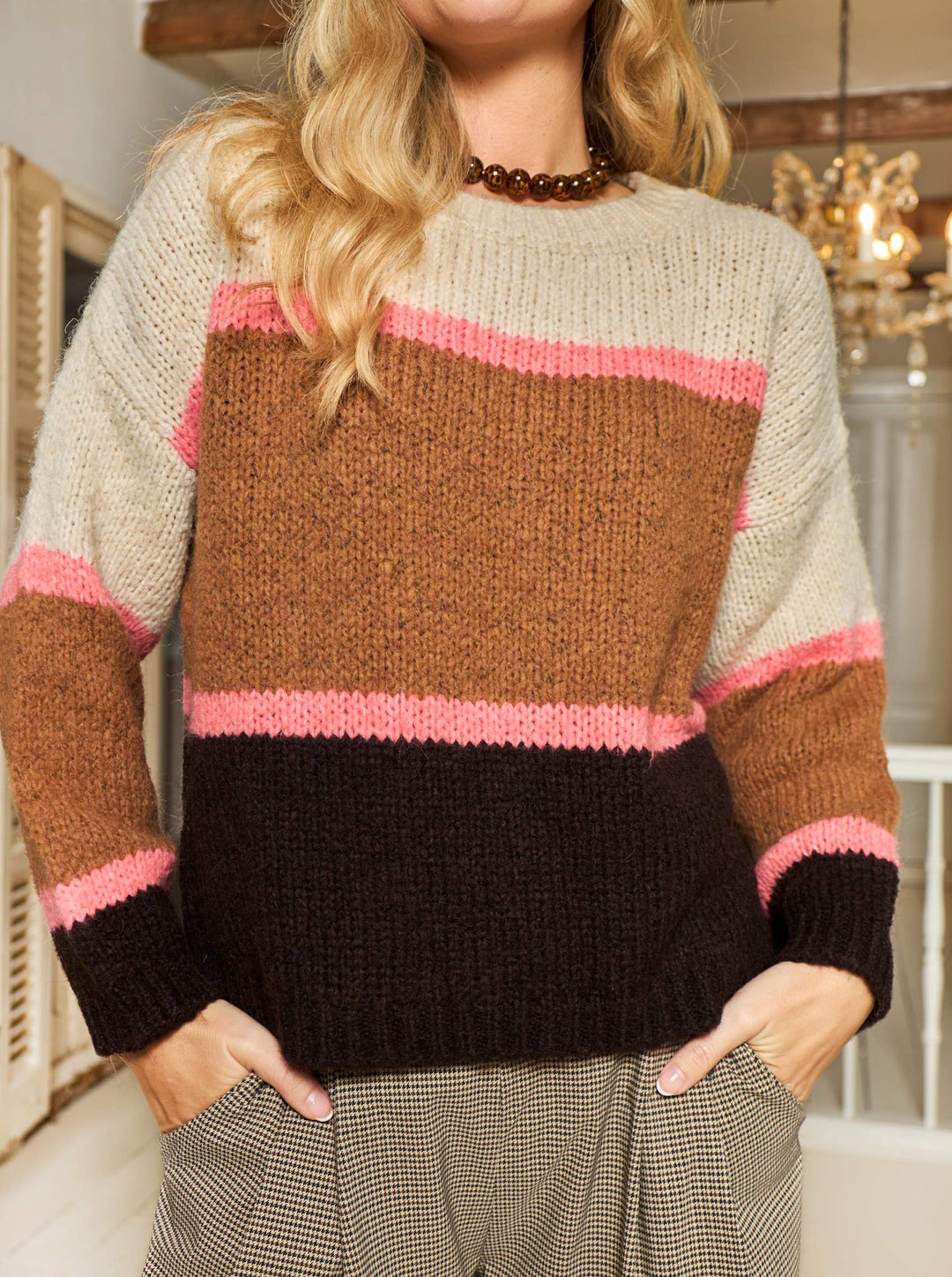 Black Colour - Hildur Strik Jumper - Camel