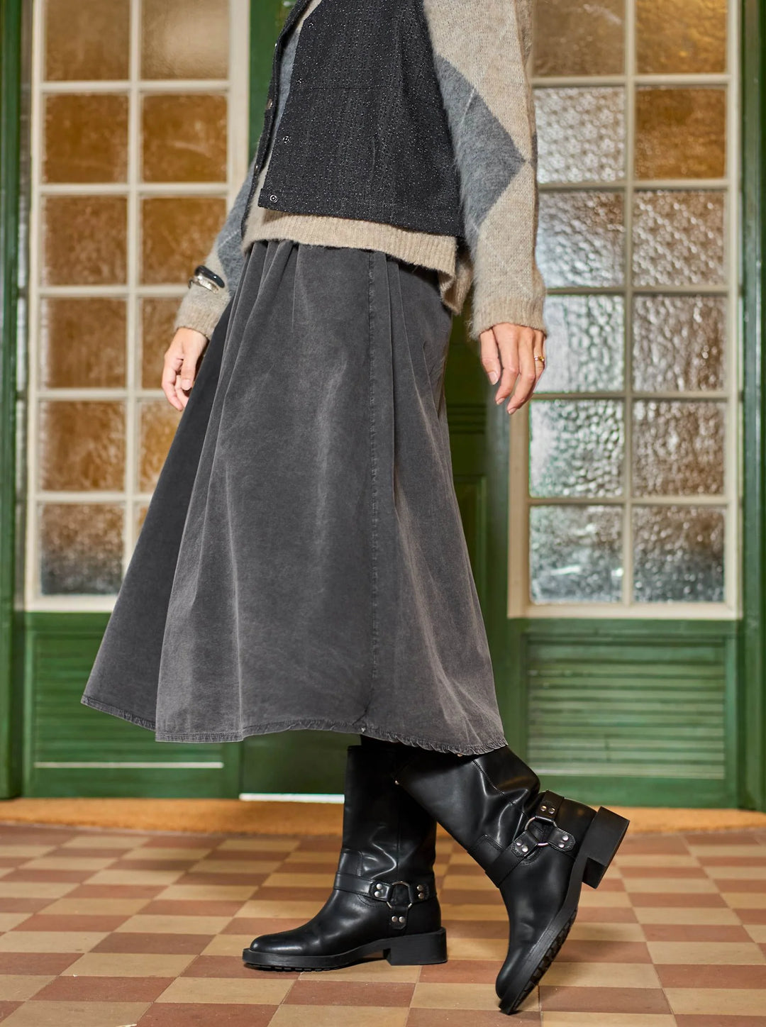 Black Colour - Abbie Skirt - Charcoal