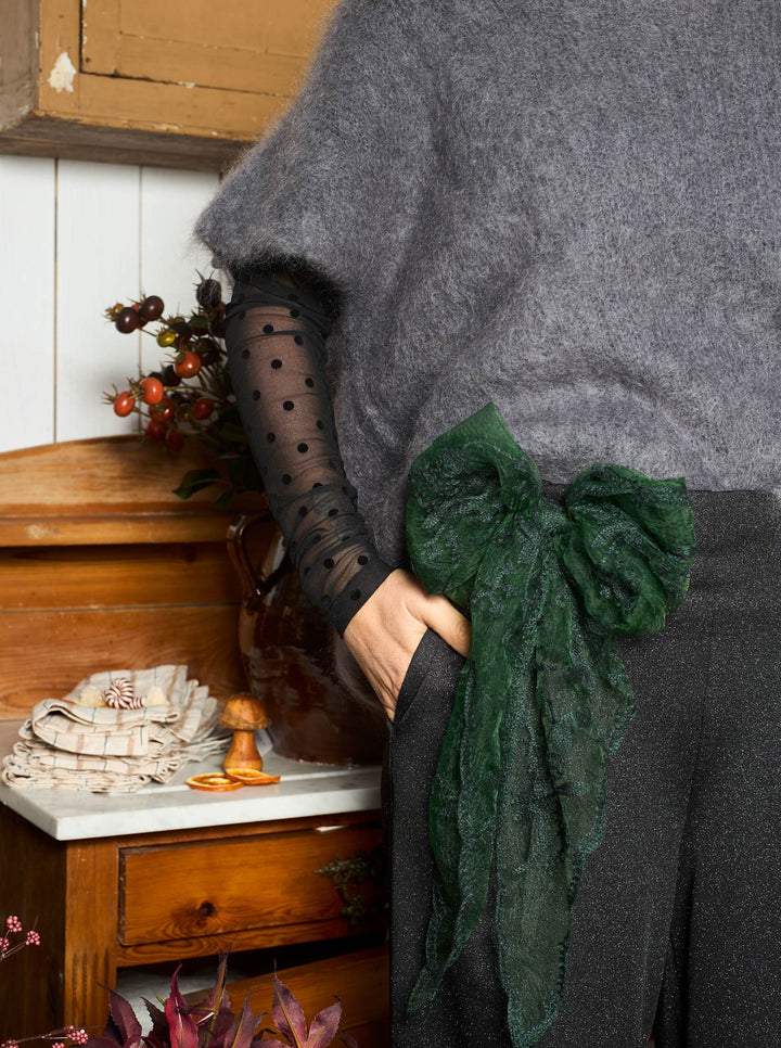 Black Colour - Miriana Triangle Blonde Scarf - Bottle Green - Onesize