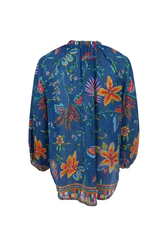 Black Colour - Art Blouse - Denim Blue - Onesize