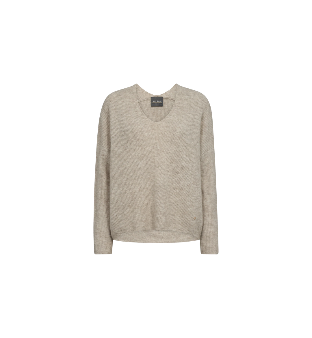 Mos Mosh - Thora V-neck Strik - Feather Gray