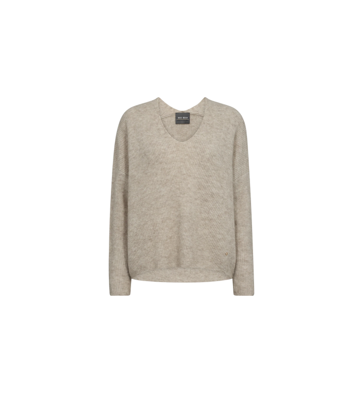 Mos Mosh - Thora V-neck Strik - Feather Gray