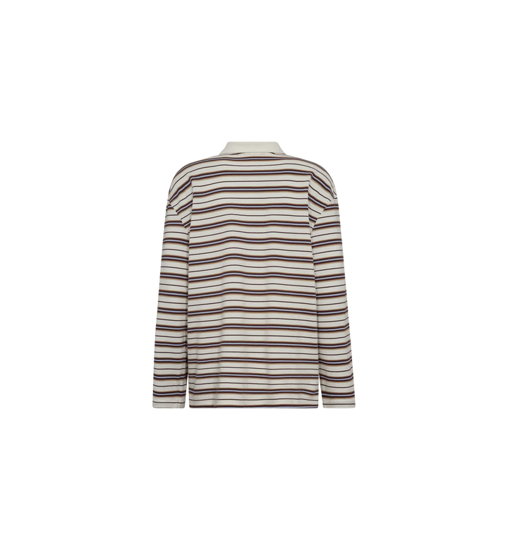 Mos Mosh - Rossett LS Stripe Polo Tee - Brunnera Blue